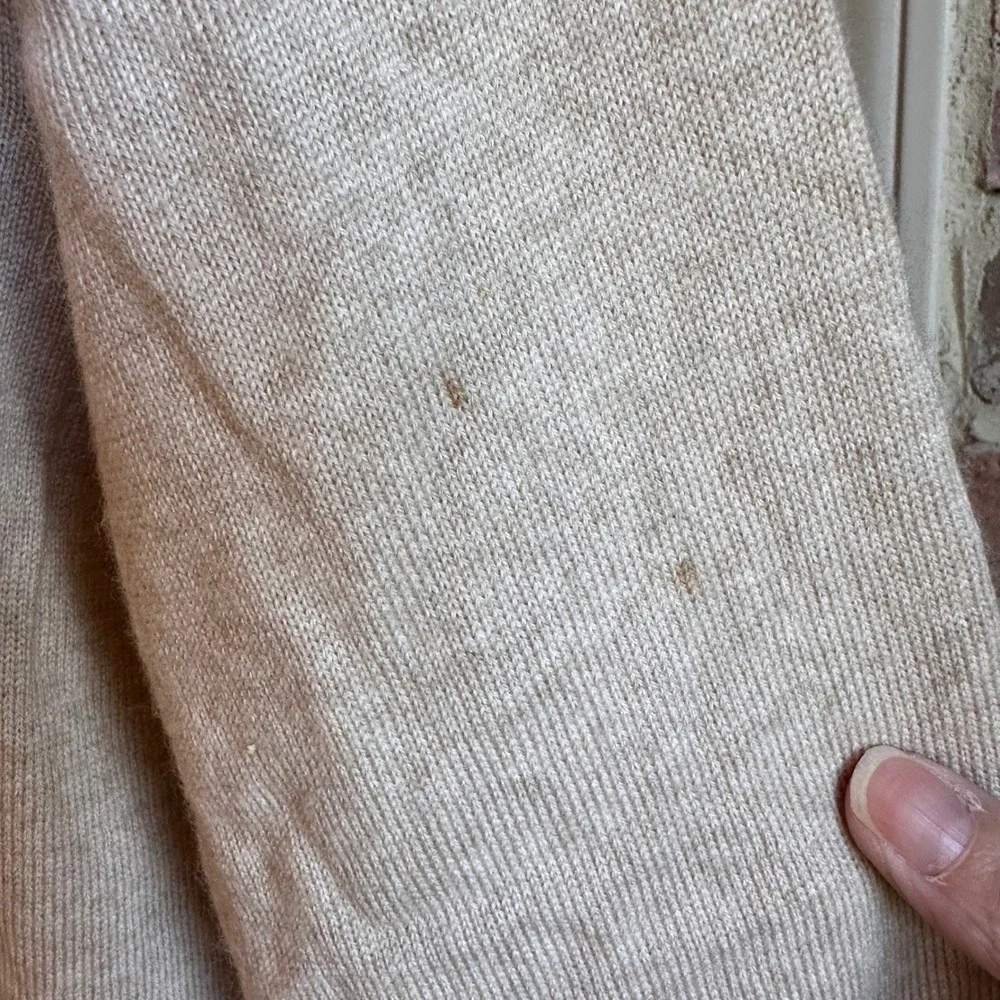 Banana Republic Sweater Mens Cream Merino Wool Crew Neck Long Sleeve XL FLAW
